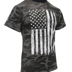 Rothco Camo US Flag T-Shirt - Black Camo