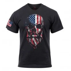 Rothco US Flag Bearded Skull T-Shirt Graphic Printed T-Shirts