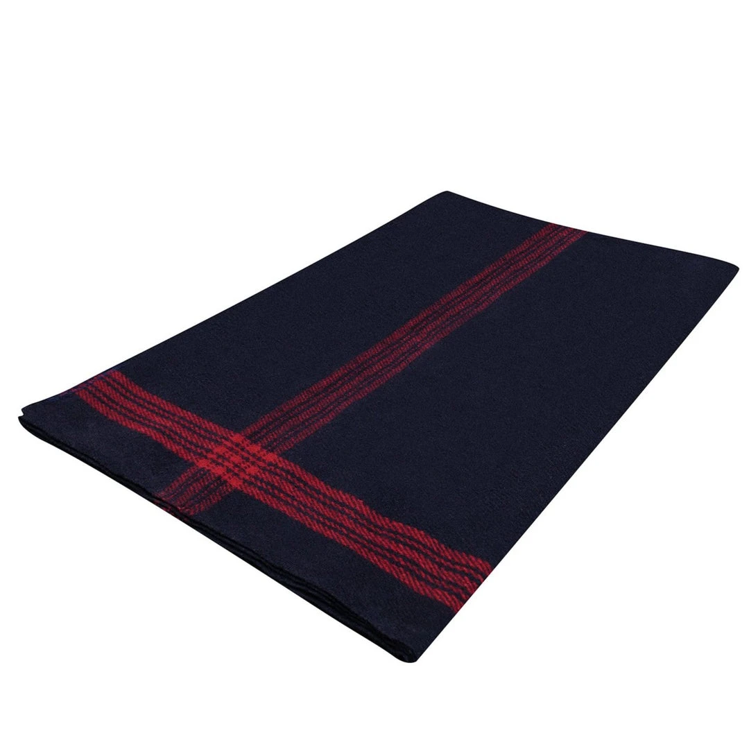 Rothco Navy With Gold Stripe Wool Blanket