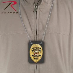 Rothco Low Profile Leather Badge Holder With Chain