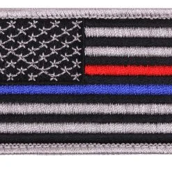 Rothco Thin Blue Line / Thin Red Line US Flag Patch - Hook Back