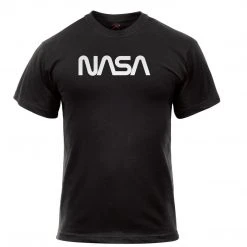 Rothco Authentic NASA Worm Logo T-Shirt - Black Graphic Printed T-Shirts