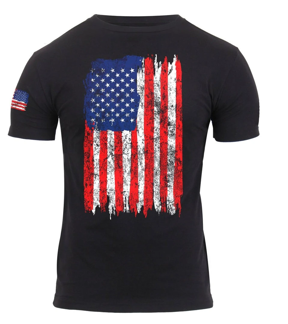 Graphic Printed T-Shirts Rothco Distressed US Flag Athletic Fit T-Shirt