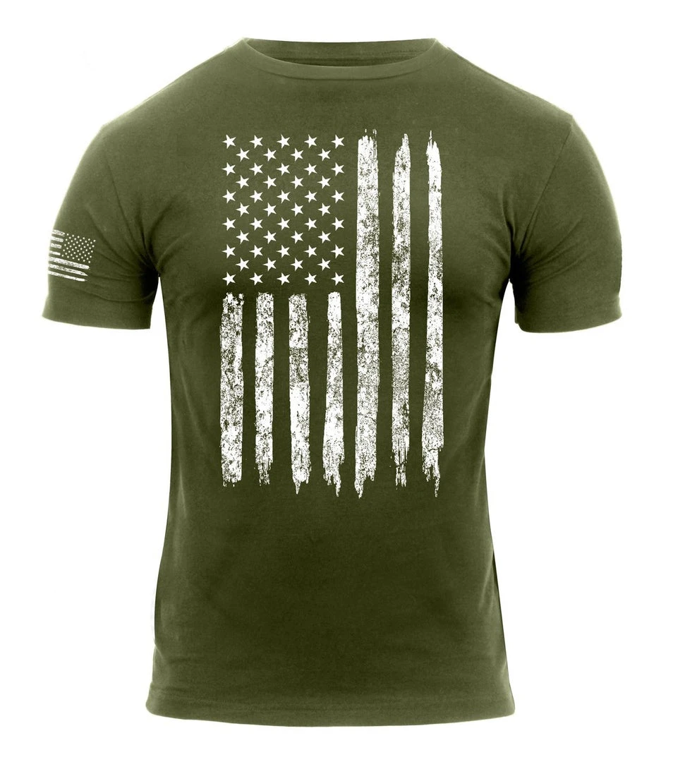 Graphic Printed T-Shirts Rothco Distressed US Flag Athletic Fit T-Shirt