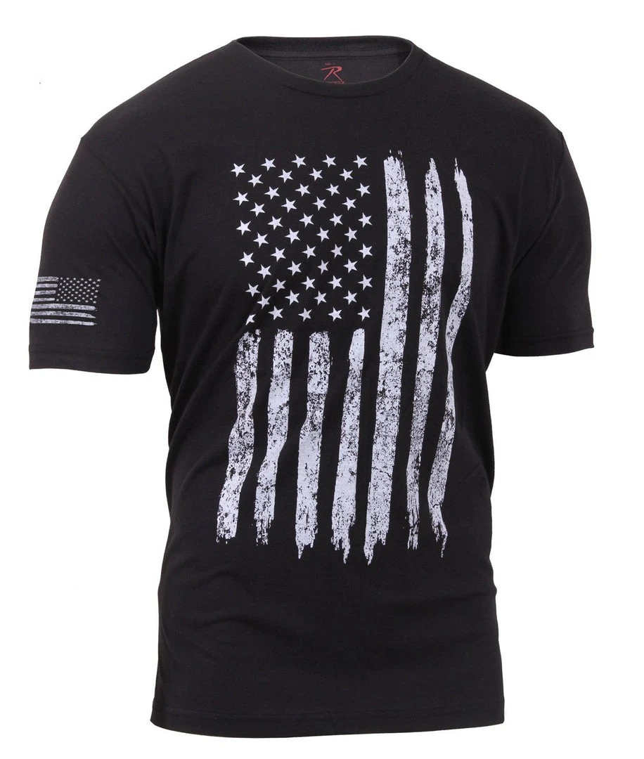 Graphic Printed T-Shirts Rothco Distressed US Flag Athletic Fit T-Shirt