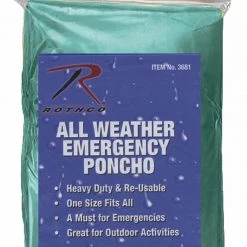 Rothco All Weather Emergency Poncho Rain Gear & Ponchos
