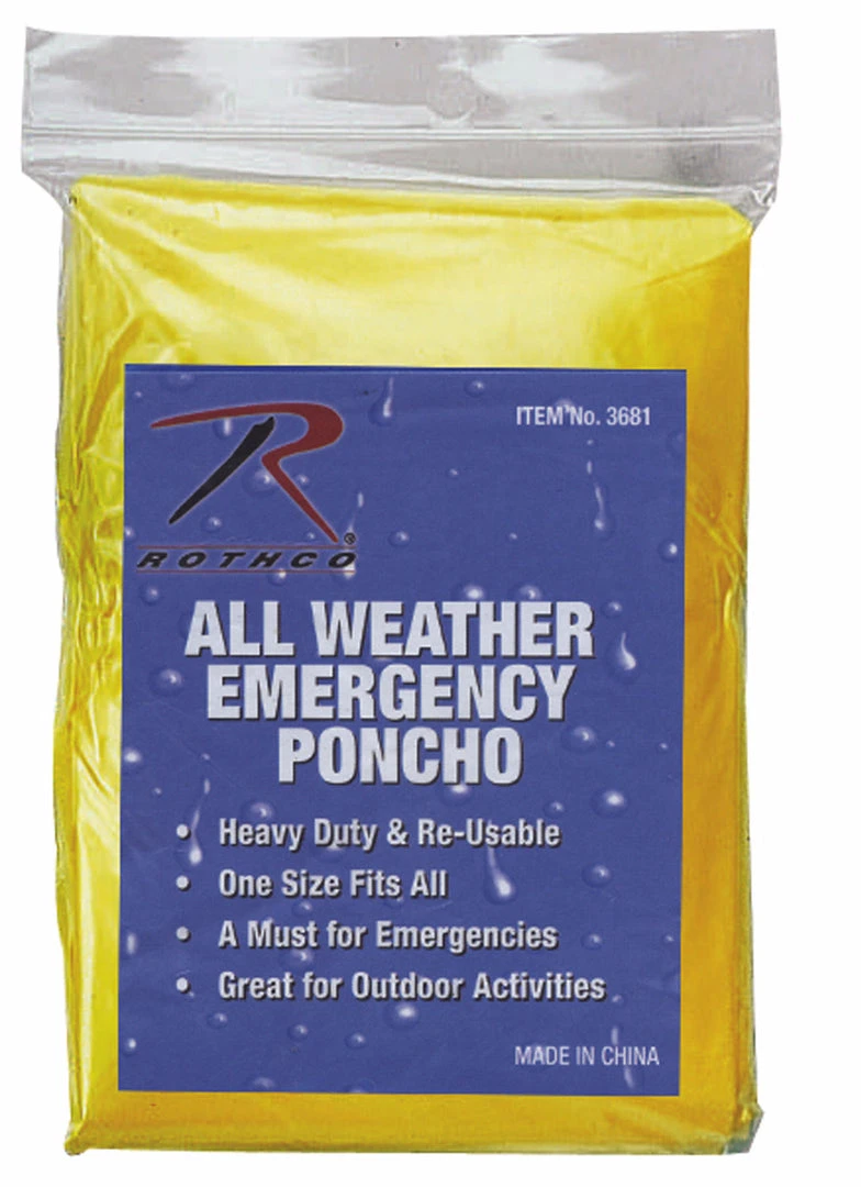 Rothco All Weather Emergency Poncho Rain Gear & Ponchos