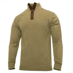 Rothco 3-Button Sweater With Suede Accents