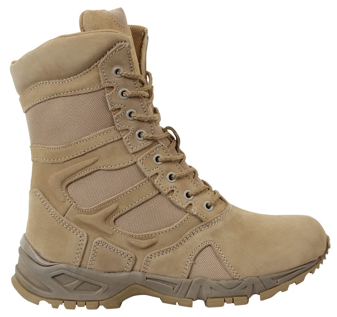 Military Boots Rothco Forced Entry Desert Tan 8" Deployment Boots With Side Zipper