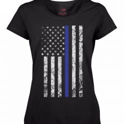 Graphic Printed T-Shirts Rothco Women's Thin Blue Line Longer T-Shirt