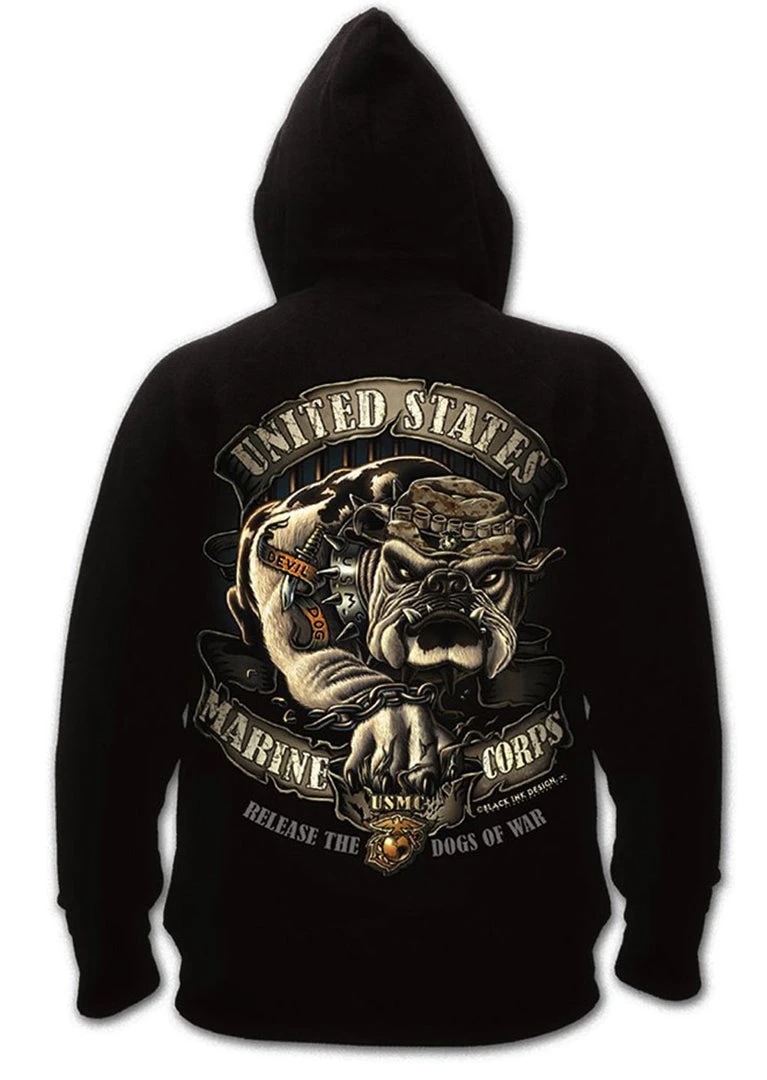 Rothco Black Ink U.S.M.C. Bulldog Hooded Pullover Sweatshirt Hoodies & Sweats