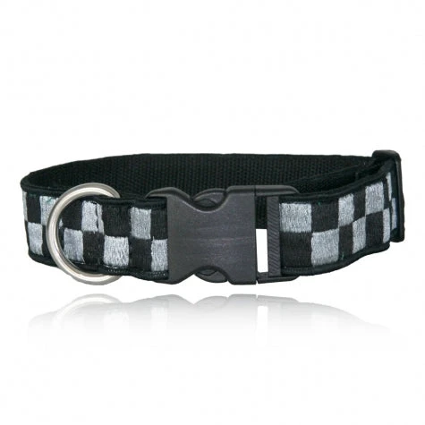 Boston Leather 1 ½ Decorative Embroidered Collar, Silver/Black