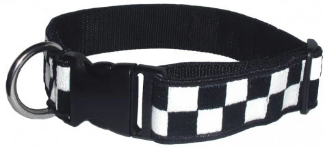 Boston Leather 1 ½ Decorative Embroidered Collar, Navy/White