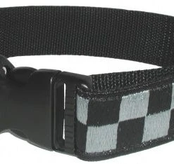 K9 Dog Gear Boston Leather 1 ½ Subdued Embroidered Collar, Black/Gray