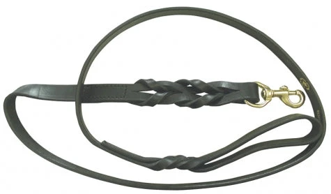 Boston Leather 60' Braided Leather Lead, Black