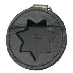 Boston Leather Round K-9 Badge Holder With D-Ring