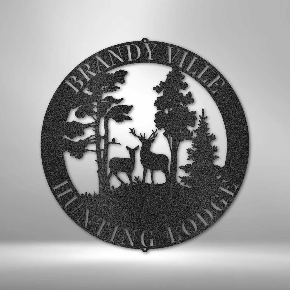 Home Décor Monogram Deer Scene - Steel Sign