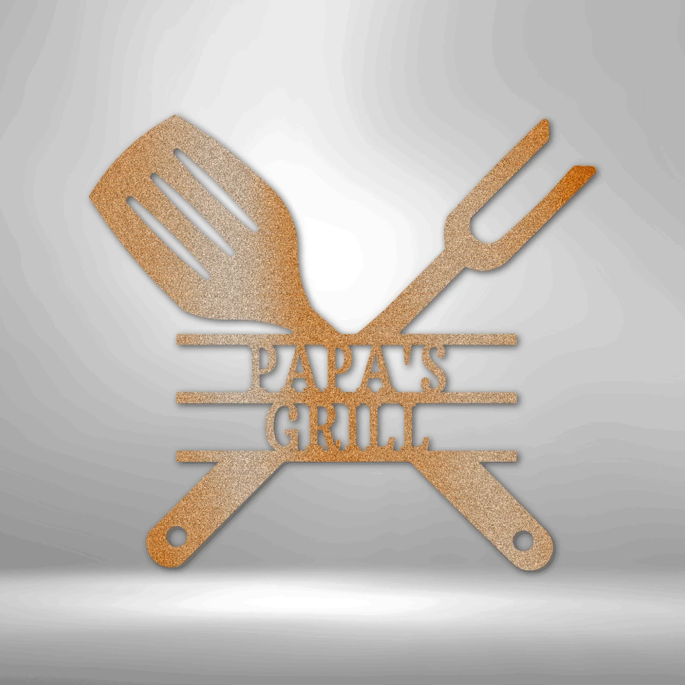 Home Décor Monogram Grilling Utensils - Steel Sign