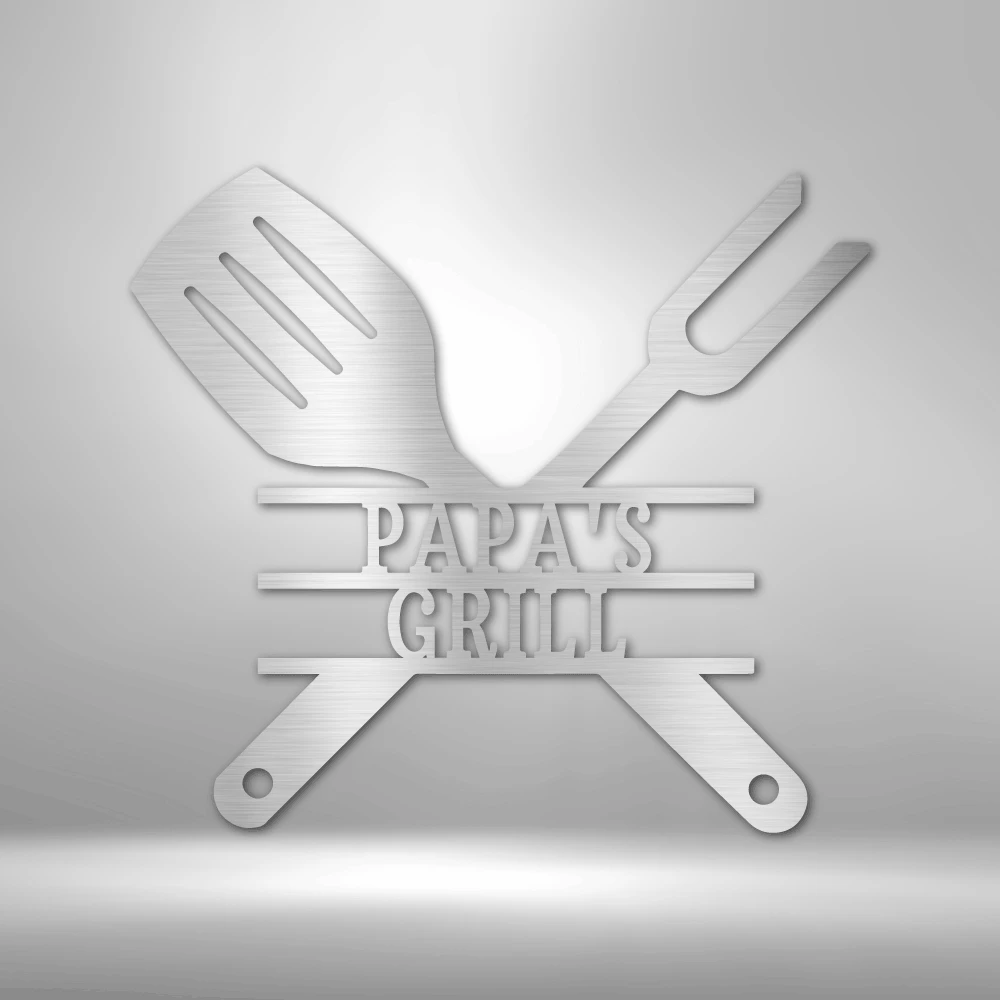 Home Décor Monogram Grilling Utensils - Steel Sign