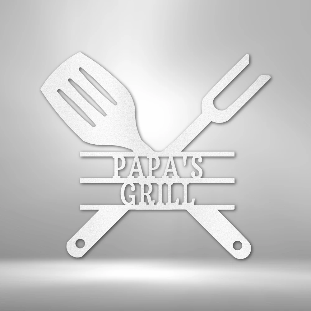 Home Décor Monogram Grilling Utensils - Steel Sign