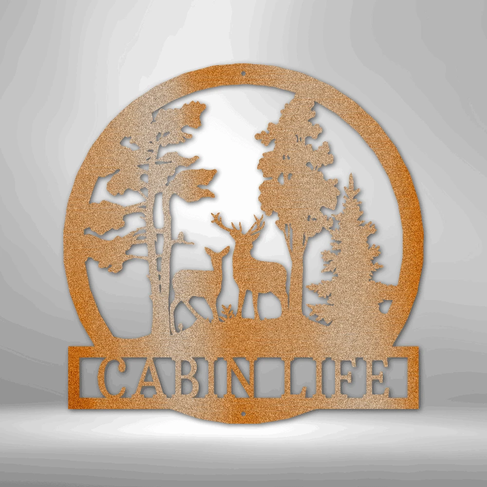 Home Décor Monogram Deer In The Woods - Steel Sign