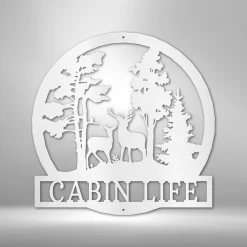 Home Décor Monogram Deer In The Woods - Steel Sign