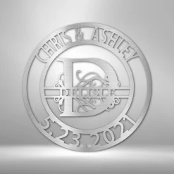 Home Décor Monogram Elaborate Split Letter Family Name - Steel Sign