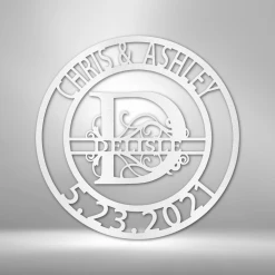 Home Décor Monogram Elaborate Split Letter Family Name - Steel Sign