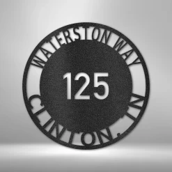 Home Décor Monogram Bold Circle Address - Steel Sign