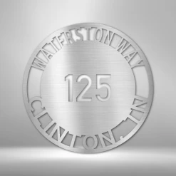 Home Décor Monogram Bold Circle Address - Steel Sign