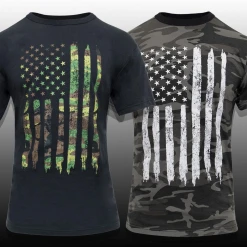 Rothco Camo US Flag T-Shirt - Black Camo