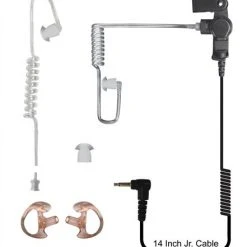 Code Red Headsets Silent Jr 2.5 Pack Listen Only Earpiece With 14" Coiled Cord For Kenwood Shoulder Microphones Radio Earpieces