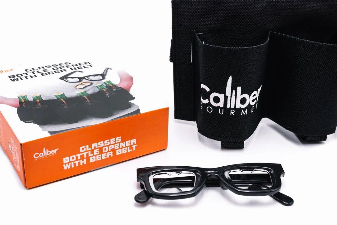 Novelties Caliber Gourmet Glasses Bottle Opener With Beer Belt