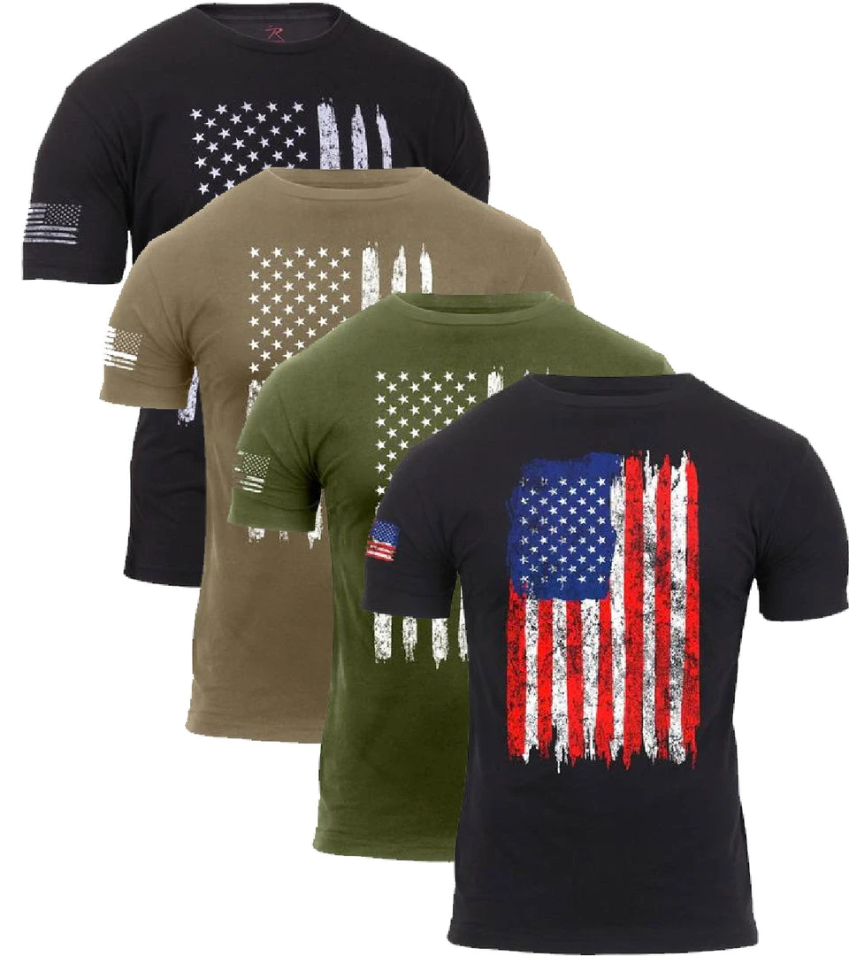 Graphic Printed T-Shirts Rothco Distressed US Flag Athletic Fit T-Shirt