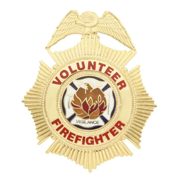 Smith And Warren Smith & Warren Volunteer Firefighter Sunburst Badge, 2-1/2" X 3"